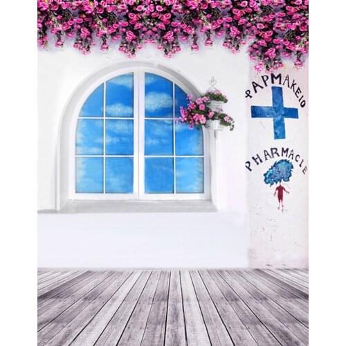 Wooden Floor House Red Rose Flowers Photography Backdrops Photo Props Studio Background 5x7ft