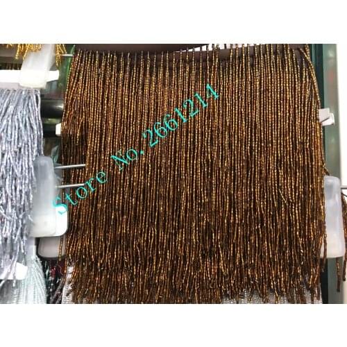 BZL-89520 dark gold color 5 meters long tube with beads tassel fringe for decoration dress/fashion designer