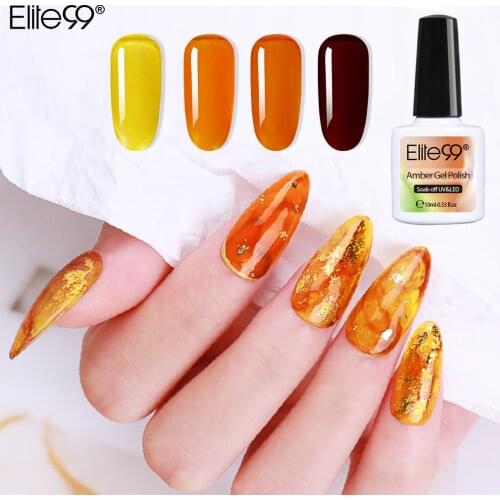 Elite99 Amber UV Gel Nail Polish Soak Off Vernis Semi-permanent Hybrid LED Nail Varnish Primer Gel Polish Nail Art Manicure 10ML