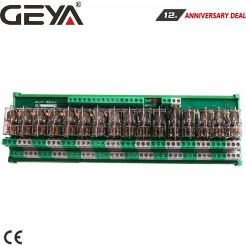 GEYA 2NG2R 16 Channel Omron Relay Module PLC 2NO 2NC 12VDC 24VDC DPDT Relay Replaceable