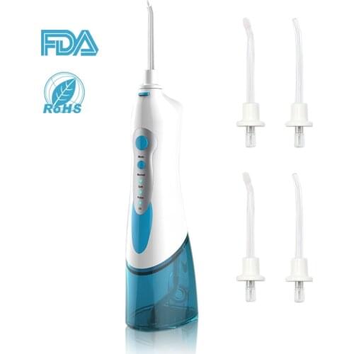 Professional Oral Irrigator Portable Cordless Water Flosser 180mL Rechargeable Electric Dental Irrigator 4 Rotatable Jet Tips