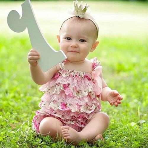Baby Girls Rompers Pink Floral Petti Ruffle Lace Romper 1st Birthday Cake Smash Outfit Toddler Infant Jumpsuit Tutine Neonata