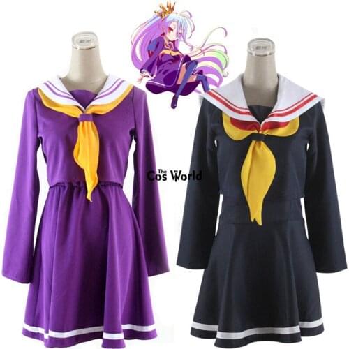 NO GAME NO LIFE Shiro Sailor Suit School Uniform Tops Dress Outfit Anime Cosplay Costumes