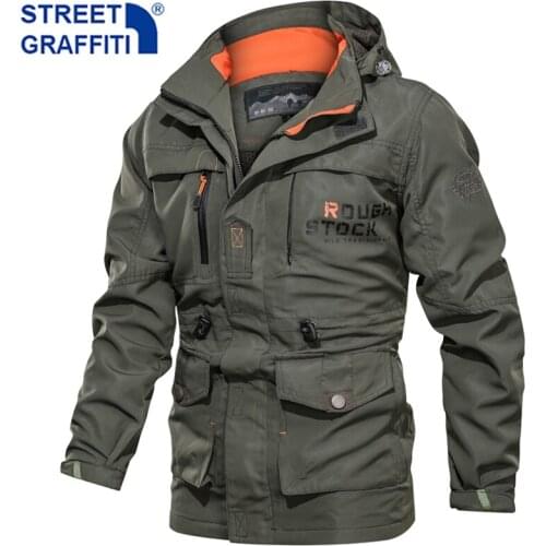 2021 Men New Casual Windproof Hooded Jacket Coat Men Spring Autumn Waterproof Jacket Outdoor Tactical Hiking Big Size Jacket Men