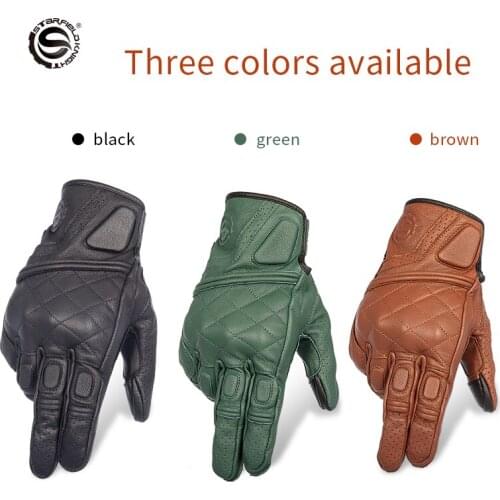 Men Gloves Sheep Leather Motorcycle Gloves Racing Riding Protective Gloves Wear-Resistant Summer Gloves Touch Screen Solid Color