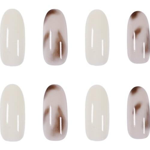 Fake Nails Transparent Jade Leopard Print Nail Sticker Finished Nail Sticker 24 Nail Sticker With Glue SANA889