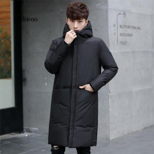 New thick winter mens white cotton Jacket brand clothing hooded black Gary long warm white duck down coat male coats