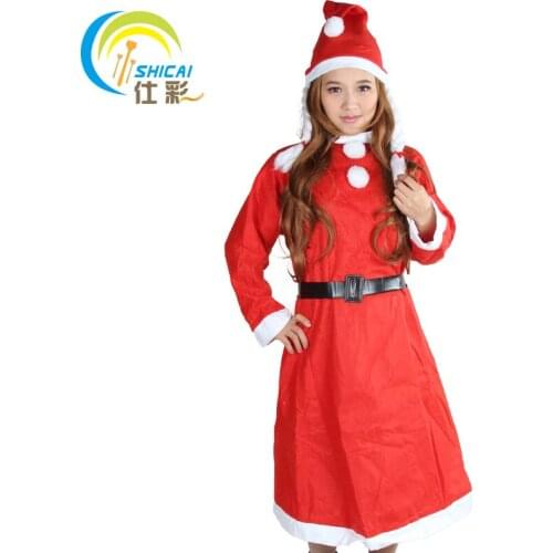 2019 New Fashion Adult Santa Costume Braid Dress Christmas men show dress women models costumes costume suits Free Shipping