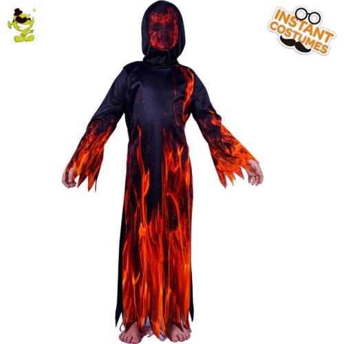 Fire Flame Devil Costumes Halloween Cosplay Devil Dress Up Boys Carnival Role Play Outfits for Kids Boys