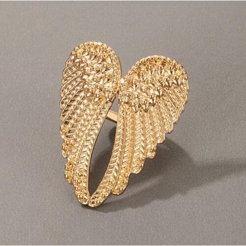 ORZTOON Trendy Vintage Gold Color Angel Wings Rings For Women Simplicity Punk Geometric Hip hop Gothic Jewelry 2021 New Gifts