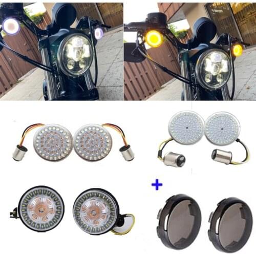 Motorcycle Bullet Style Front LED Turn Signal Lights 1156 1157 LED Running Light Lamp With Protection Cover for Harley Honda Yam