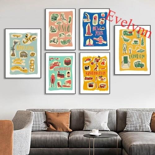 Welcome New York City Art Posters London Copenhagen Barcelona Oslo Edinburgh Home Decor Canvas Wall Art Prints Unique Gift