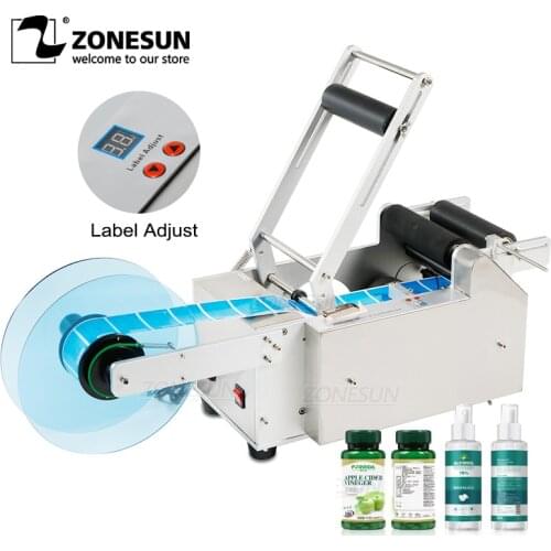 ZONESUN Semi Automatic Round Plastic PET Water Bottle Label Sticker Labeling Machine Labeller