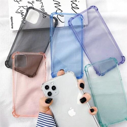 Shockproof Bumper Solid Candy Clear Phone Case For iPhone 11 Pro SE 2020 X XR XS Max 8 7 6 6S Plus Silicone Soft TPU Back Cover