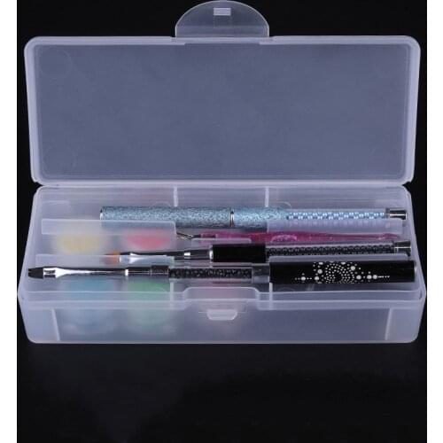 1Pcs Transparent Nail Art Empty Storage Box Double-layer Case Tweezers Nail Accessories Plastic Organizer Box Manicure Tool