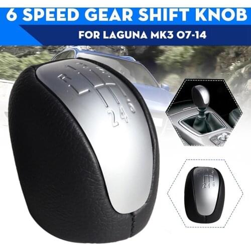 6 Speed Car Gear Shift Knob PU Leather Lever Shifter Hand Ball for Renault Laguna Mk3 2007-2014