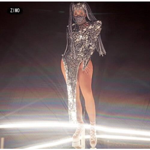 Silver Sequin Dress for Women Sexy birthday Party Prom Bar Nightclub Dj Singer Show Drag Queen Performance Dance Costume Stage