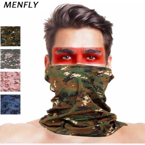 MENFLY Camouflage Turban Print Army Military Hiking Scarf Polyester Windproof Neck Warm Mask UV Protection Tactical kerchief