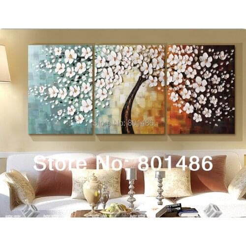 Blue Pachira Macrocarpa Tree Wall Art Decor Abstract Paintings on Canvas Handmade Oil Painting Knife Modern Canvas