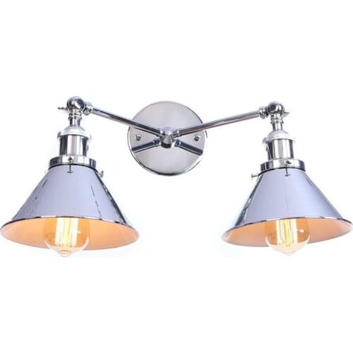 Retro Loft Double Iron Wall Sconce Edison Industrial Vintage Adjust Bedside Wall Lamp LED Light Indoor Lighting Lampara Pared