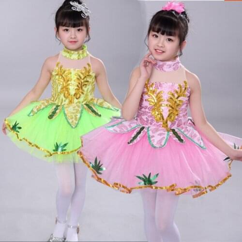 Girl Ballroom Sequined Clothing Dance Dress Costumes for Children Dancing dress Kids Festival Clothing Wear Outfits