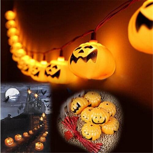 Halloween Decoration Party Prop 2.6M Pumpkin Led String Light 16Lamp Holder Bar Decoration Fairy lights Christmas Festival strip