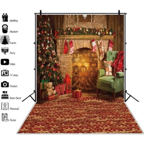 Christmas Backdrop Fireplace Vintage Room Baby Portrait Photography Background Photozone Vinyl Photophones For Photos Shoot Prop