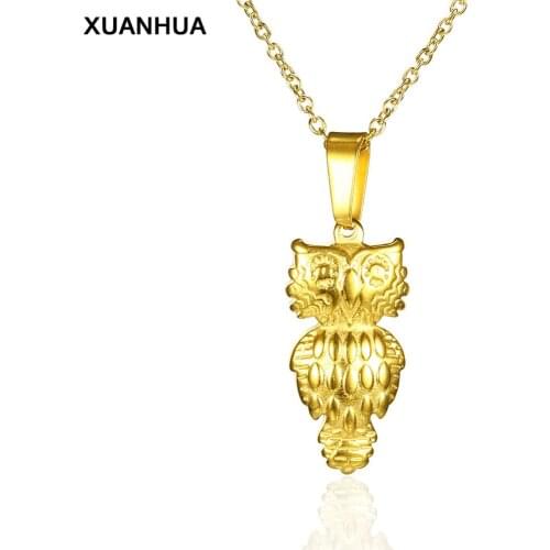 XUANHUA stainless steel owl necklace charm fashion jewelry 2019 bohemian accessories gifts on 8 march chain wholesale lots bulk