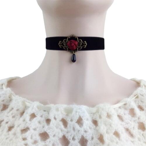 YiYaoFa Elegante Rose Choker Ketting voor Vrouwen Accessoires Gothic Sieraden Party Vintage Verklaring Ketting & Hanger DD-38
