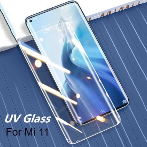 JGKK Full Glue UV Tempered Glass for Xiaomi 11 Mi 11 Mi11 3D Curved Screen Protector for Xiomi 11 Xiaomi11 Protective Glass