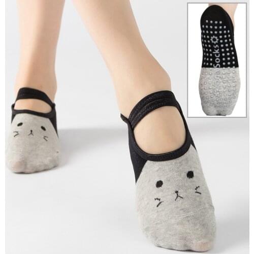 Women Yoga Pilates Socks Cute Cat Grip No Slip Pilates Sox Bulk Fitness Non Skid Foot Cotton Foot Socken Dance Slippers Ballet
