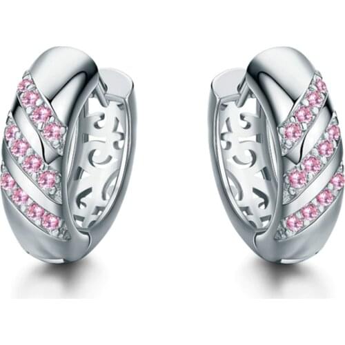 MISANANRYNE Design Siliver Gold Color AAA CZ Wedding Hoop Earrings for Women Womens Trendy Pink Blue Cubic Zirconia Earring