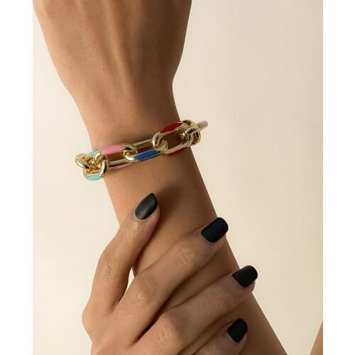 2021 New Product Color Paint Chunky Chunky Bracelet Womens Handmade Chunky Cuban Link Bracelet Jewelry Wholesale