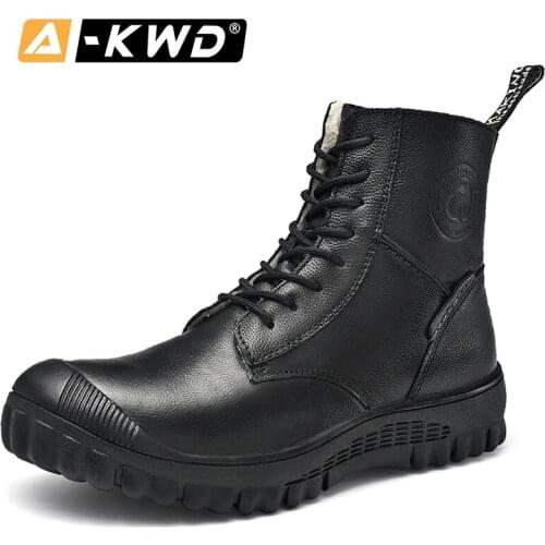 Winter Men Snow Boots Fashion Fur Shoes 2020 Genuine Leather Botas Militares Hombre Casual Boots Men Brand Design Mens Boots 45
