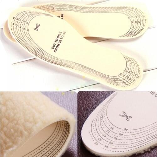 1 pair Unisex Men Women Winter Warm Soft Wool Winter Shoe Insole Pad Foot Care Shoes Accessories Size 36-46