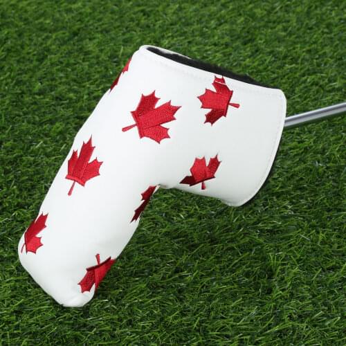 1 Pc PU Golf Canada Flag Red Maple Leaf Putter Cover Headcover Protection Bag Golf Putter Head Covers For Golf Blade Club Head