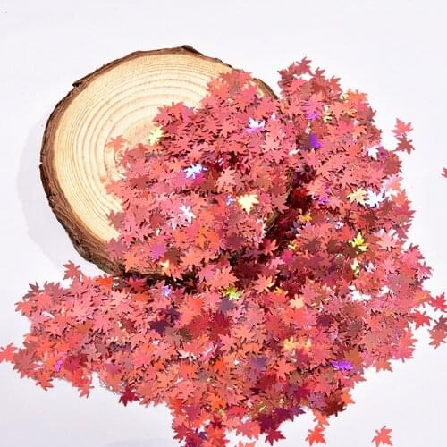 1Bag Nail Glitter Sequins 50g Nail Art Decoration Laser Shiny DIY Holo Autumn Flake Applique UV Sticker Maple Leaf Sequins LP/C5