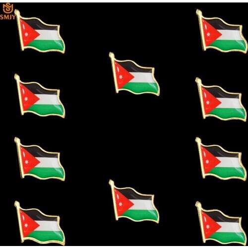 10PCS Middle East Asia Jordan Flag Brooch Metal Enamel Souvenir Lapel Banner Pin Brooch Badge Mini Jewelry Gift For Kids Friends