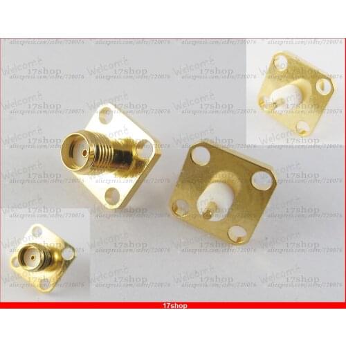 100pcs x SMA Female Jack Chassis Panel Mount 4 Hole Solder Connector