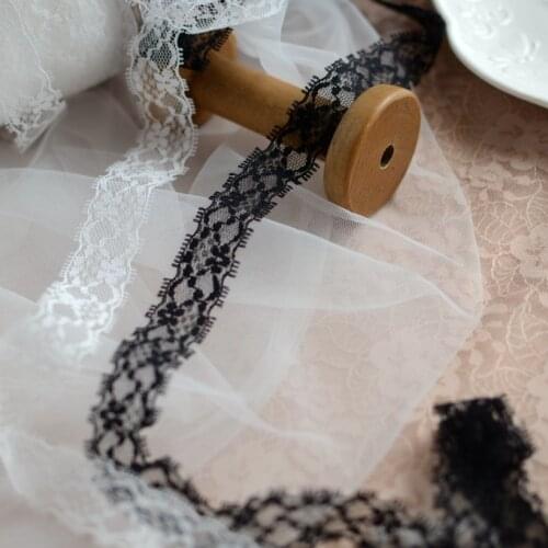 5 Meters Width 2cm Eyelash Lace Trim Ribbon Smooth Black White Embroidered Lace Trimming Fabric DIY Garment Sewing Craft