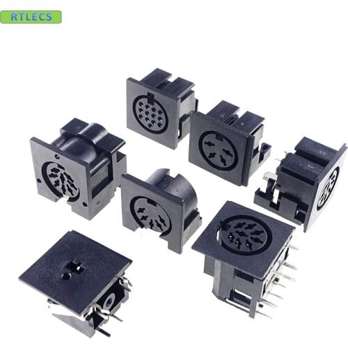 500pcs Din Connector 2 3 4 5 6 7 8 13 Position Circular Connector Receptacle Female Sockets Solder Tin Right Angle Through Hole