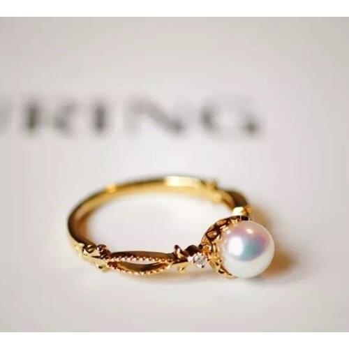 925 Sterling Silver Natural Shell Pearl Rings 14K Gold fine ring for women Engagement & marriage DIY jewelry gifts Free shipping