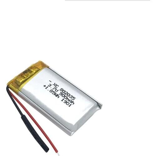 3.7V 500mAh 802035 polymer lithium ion / Li-ion battery For MP3 MP4 Toys DVR Mio mivue 536 mio 518 video recorder mirror dvr