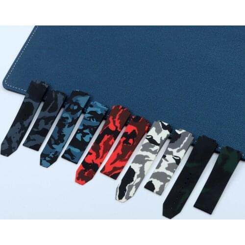 Watch Accessories Applicable to for HUBLOT Silicone Strap Camouflage Mens Watch Band 25*17mm