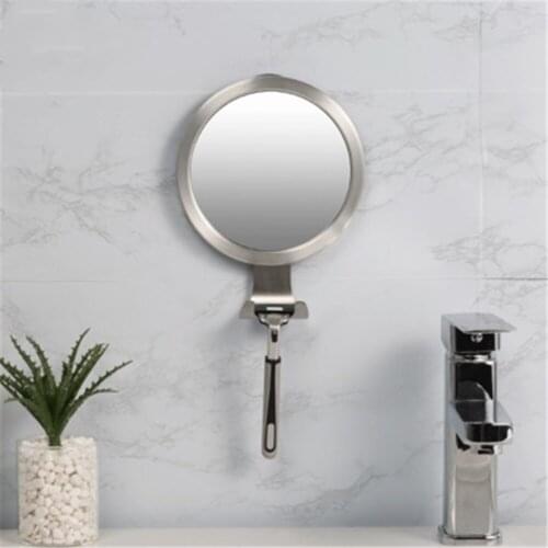 Anti-Fog Shower Mirror Wall Mounted Round Bathroom Mirrors with Shaver Holder Punch Free Suction Cup Makeup Mirror Fogless Lens