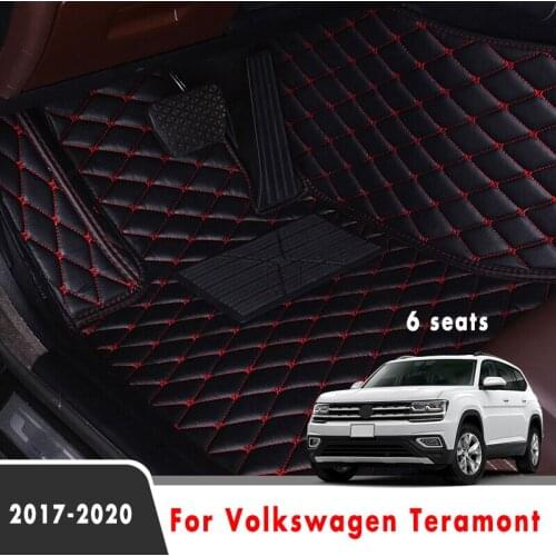 Car Floor Mats For Teramont 2020 2019 2018 2017 6 Seats Leather Carpets Custom Styling Auto Interior Pads Rugs For Volkswagen VW