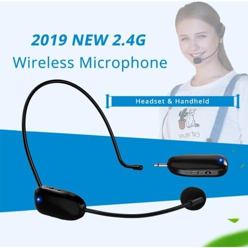 2.4G Wireless Microphone Headset MIC Megaphone Loudspeaker 2 in 1 Handheld Portable for Speach Conference 3.5mm Plug Receiver