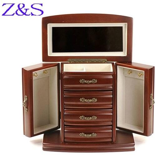 Mothers day gift luxurious wooden jewelry box earrings bracelet casket box jewelry display organizer gift box