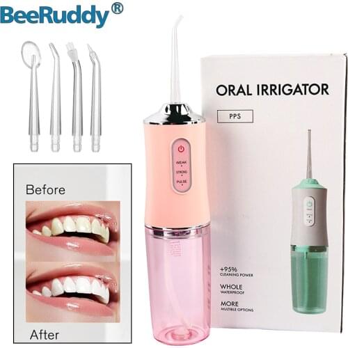 BeeRuddy 3 Modes USB Rechargeable Portable Dental Water Flosser Jet 240ml Irrigator Dental Teeth Cleaner