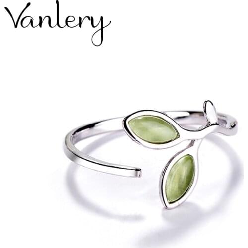 Creative Style Boho Opal Leaf Rings For Women Men Adjustable Ring Fashion Charm Jewelry Wholesale 2021